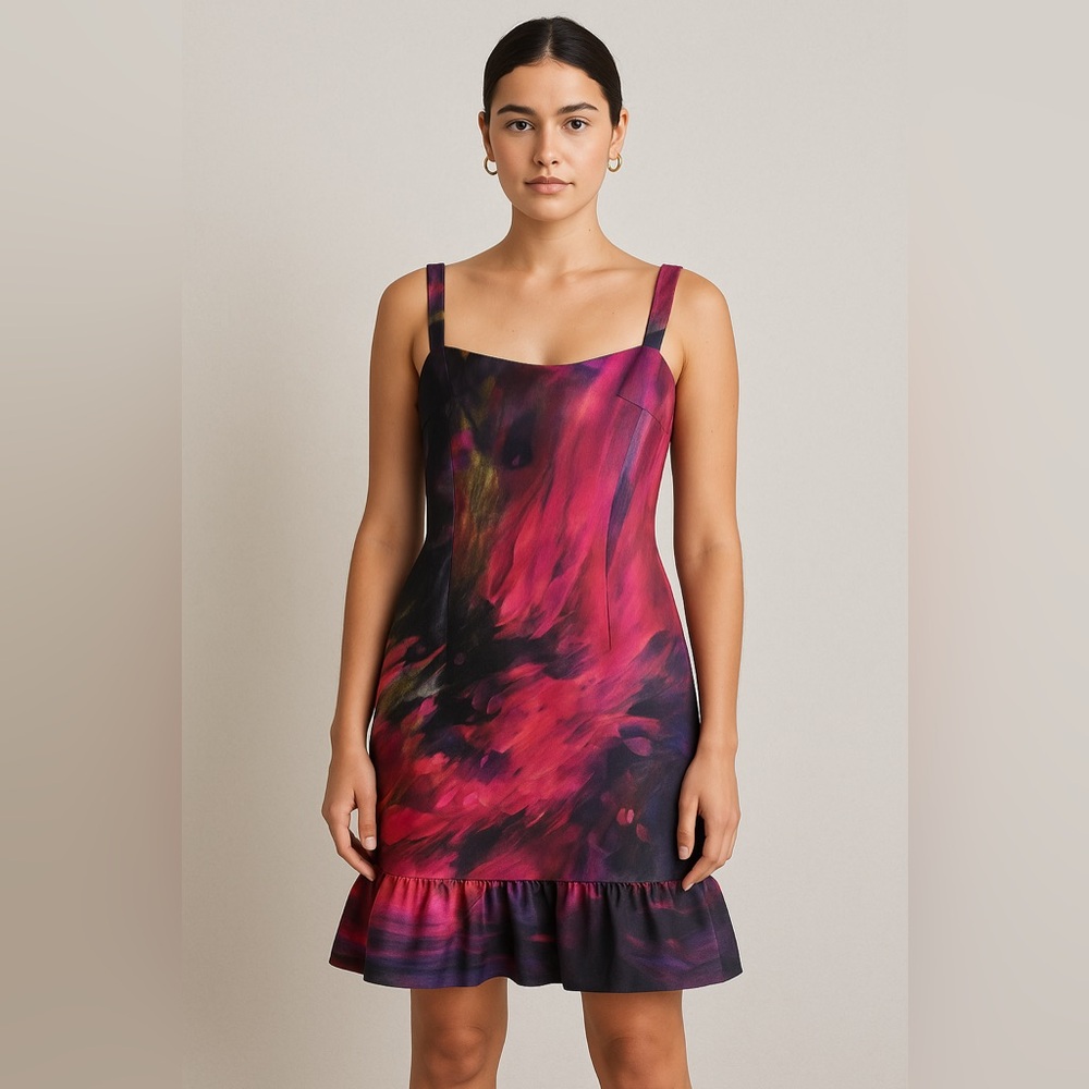 Black‎ Halo Red and Purple Sleeveless Mini Dress